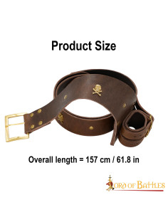 Schedel piraat lederen riem met baldric 2