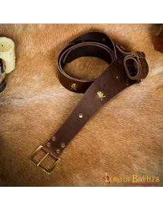 Totenkopf-Piraten-Ledergürtel mit Baldric