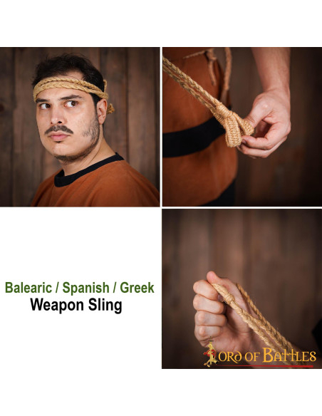 Balearisk slynge med jute flettede snore