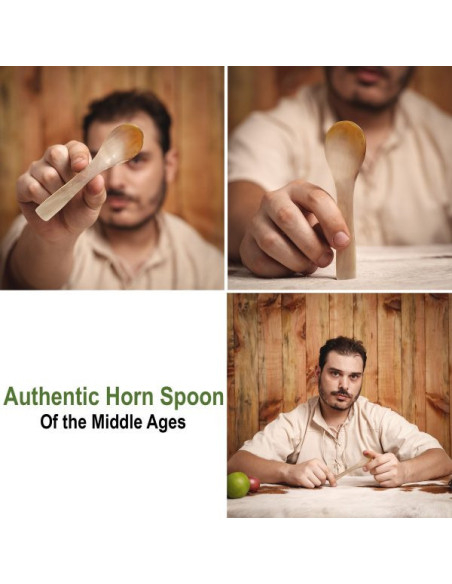 Set van 4 echte hoornen lepels