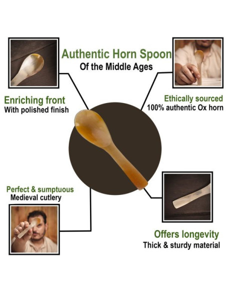 Sæt med 4 ægte hornskeer