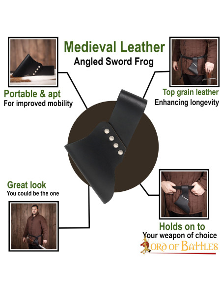 Baldric in leer voor zwaarden en bijlen