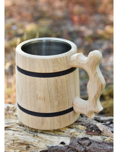 Jarra de cerveza medieval en madera de roble (17x14 cm.) 2