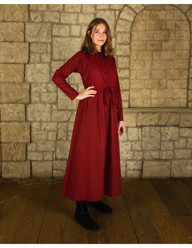 Vestido medieval algodón modelo Wanda, burdeos