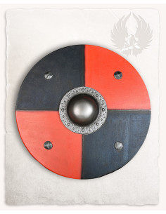 Runder Wikingerschild Modell Rorrik, rot-schwarz