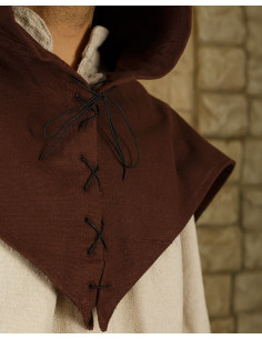 Gugel medieval de algodón modelo Folke, marrón 2