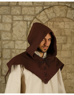 Gugel medieval de algodón modelo Folke, marrón