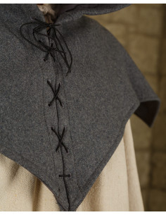 Gugel medieval de lana modelo Folke, gris 2