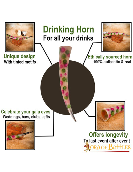 Mit Punkten verziertes Trinkhorn...