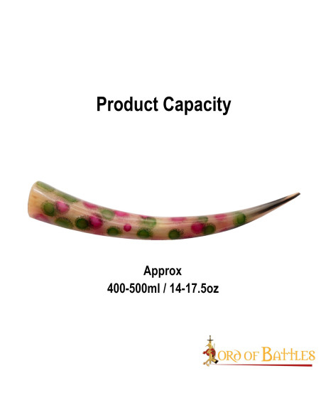 Drikkehorn dekoreret med prikker...