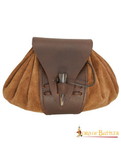 Mittelalterliche Gürteltasche aus Leder mit Hornverschluss