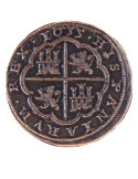 Moneda 8 reales plateada, 3,5 cms.