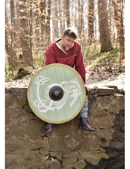 Viking Fenrir skjold med læderkant,...