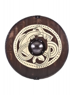 Håndmalet vikingeskjold med udyr, 61 cm. ENTEN