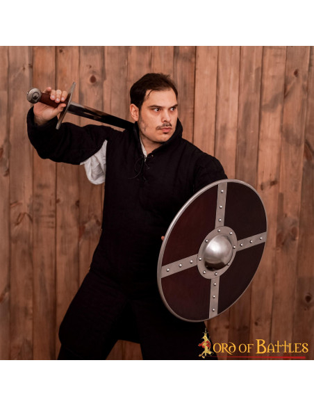 Viking houten schild met stalen umbo