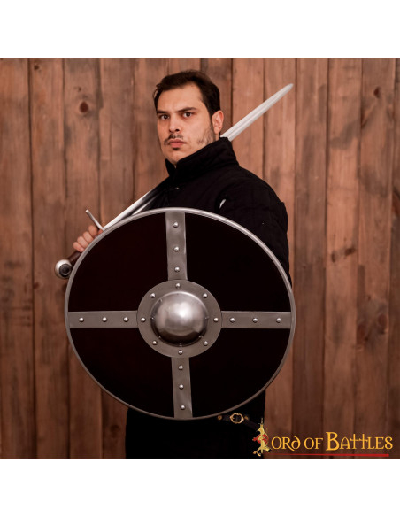 Escudo Vikingo de madera con umbo en...