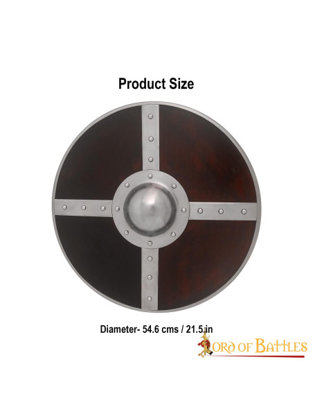 Viking houten schild met stalen umbo