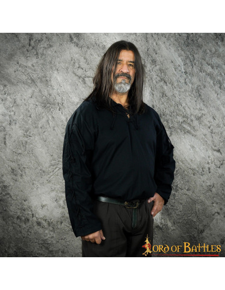 Camisa medieval Thor negra para hombres