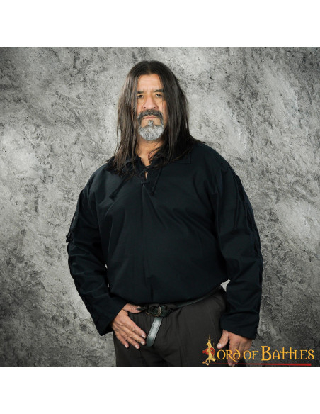 Camisa medieval Thor negra para hombres