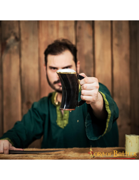 Taza Vikinga en cuero de Buey y...