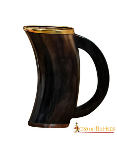 Taza Vikinga en cuero de Buey y ribete latonado