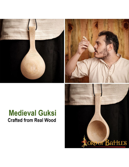 Cuchara medieval en madera, hecha a mano