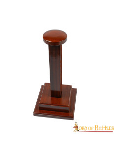 Soporte de madera para cascos, base cuadrada