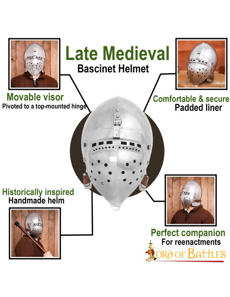 Kampfbereite Basinette mit Visier,...