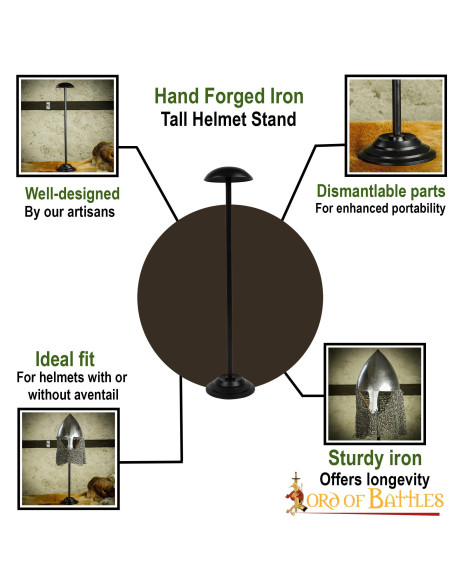 IJzeren standaard voor helmen, hoogte...