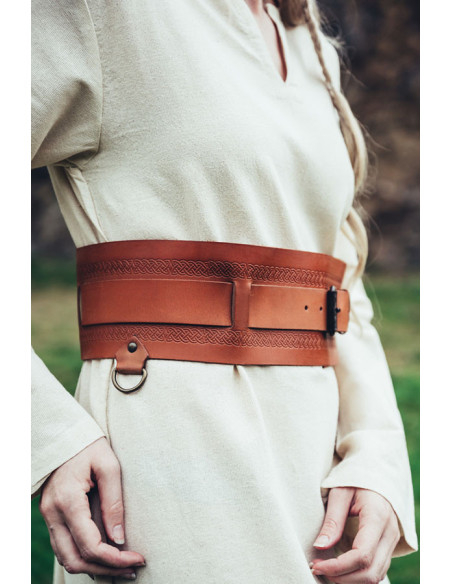 Viking riem in Ingrid leer, cognac bruin