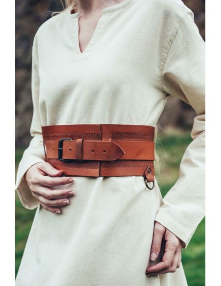Viking riem in Ingrid leer, cognac bruin