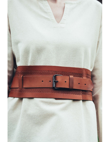 Viking riem in Ingrid leer, cognac bruin