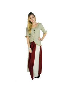 Falda medieval Bicolor Roja-Crema