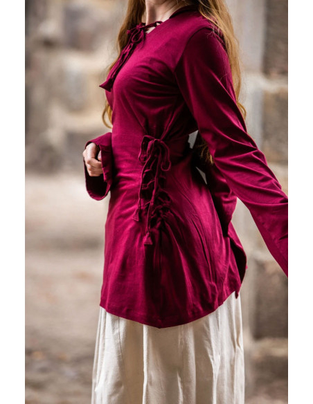 Mittelalterbluse Lea Rot mit Kapuze