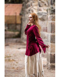 Mittelalterbluse Lea Rot mit Kapuze 2