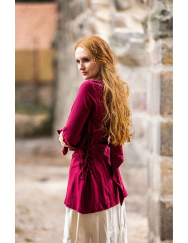 Middeleeuwse blouse Lea Red met capuchon