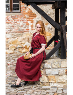  Vestido medieval para mujer, disfraz de manga larga acampanada  a cuadros, vestido de campesino, vestido largo renacentista, Marrón, S :  Ropa, Zapatos y Joyería