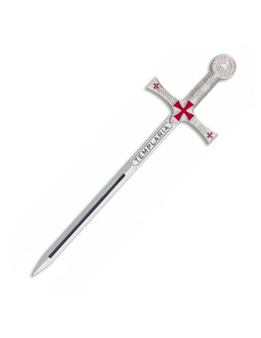 Mini Espada templaria, 17,4 cms.
 Acabados-Plateado