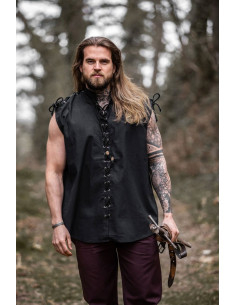 Camisa medieval negra sin mangas