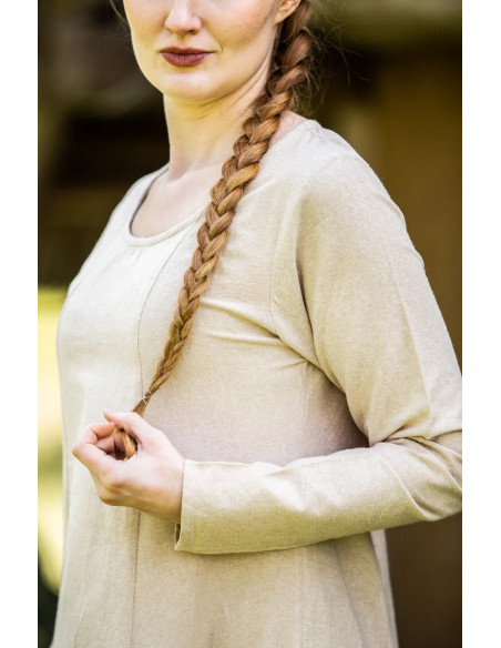 Lange cremefarbene Tunika für...