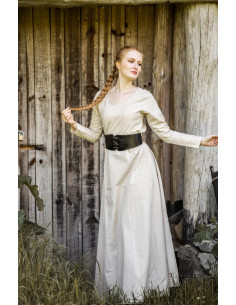 Lange creme tuniek voor Middeleeuwse dame 2