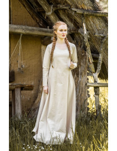 Lange creme tuniek voor Middeleeuwse dame