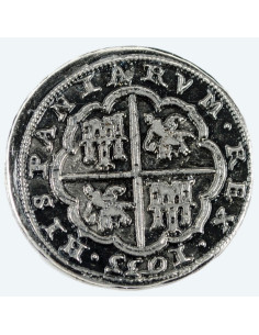 Zilveren 8 reales munt, 3,5 cm. 2