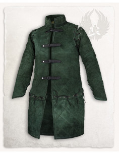 Middelalderlig ruskind gambeson model Arthur, grøn