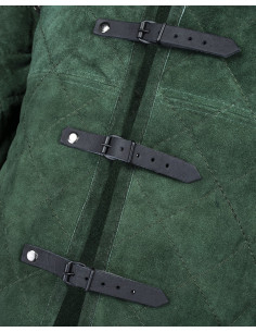 Middelalderlig ruskind gambeson model Arthur, grøn 2