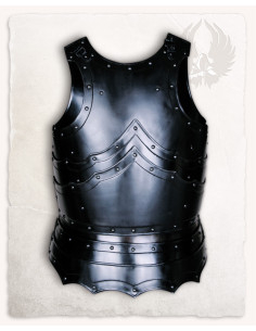 Coraza medieval modelo Balthasar, acabado ennegrecido