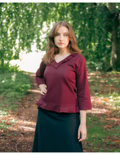 Middelalderlig bomuldsbluse model Josefina, bordeaux
