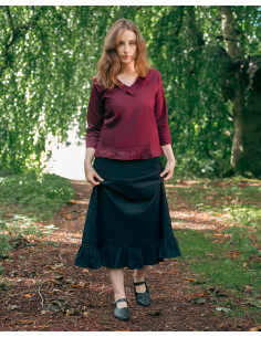 Middelalderlig bomuldsbluse model Josefina, bordeaux 2