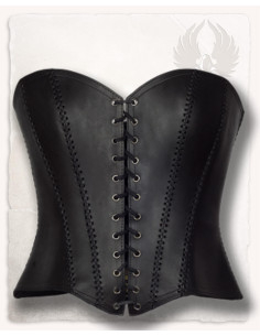 Corpiño medieval cuero modelo Tamara, negro