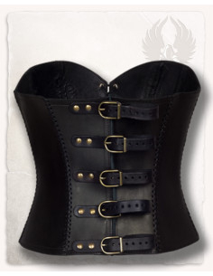 Corpiño medieval cuero modelo Tamara, negro 2